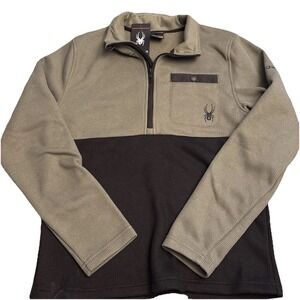Spyder Sweater Mens Small Green Black Half 1/2 Zip Pullover Jacket Outdoor‎ NWT